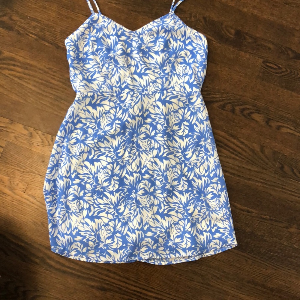 Size Small Blue Floral Mini Dress with adjustable straps